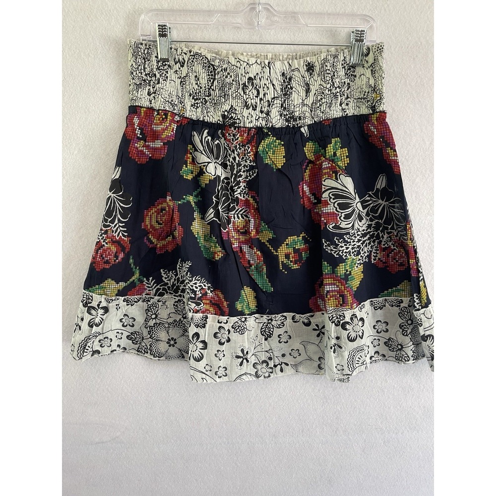 Jasmine Colorful Skirt mini 100% Cotton Boho‎ Art To Wear Flowy